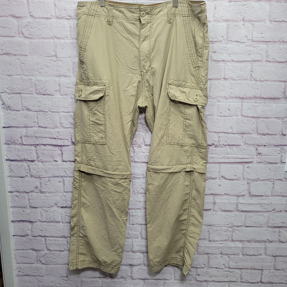 Y2K WearFirst Convertible‎ Cargo Pants Mens 38x32 *Fits 40 Khaki Baggy Parachute